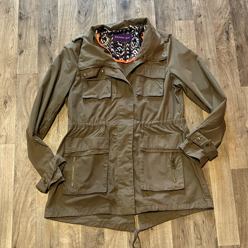 Madden Girl Olive Green Trench Coat Medium